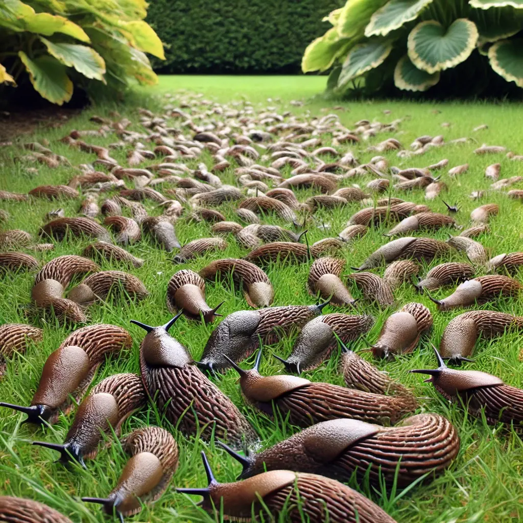 een gazon vol slakken